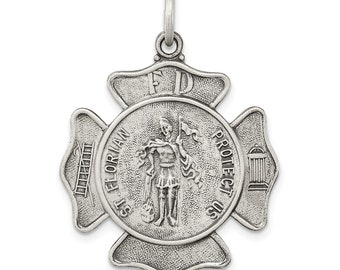 Sterling Silver Saint Florian Fireman's Badge Medal New Religious 925