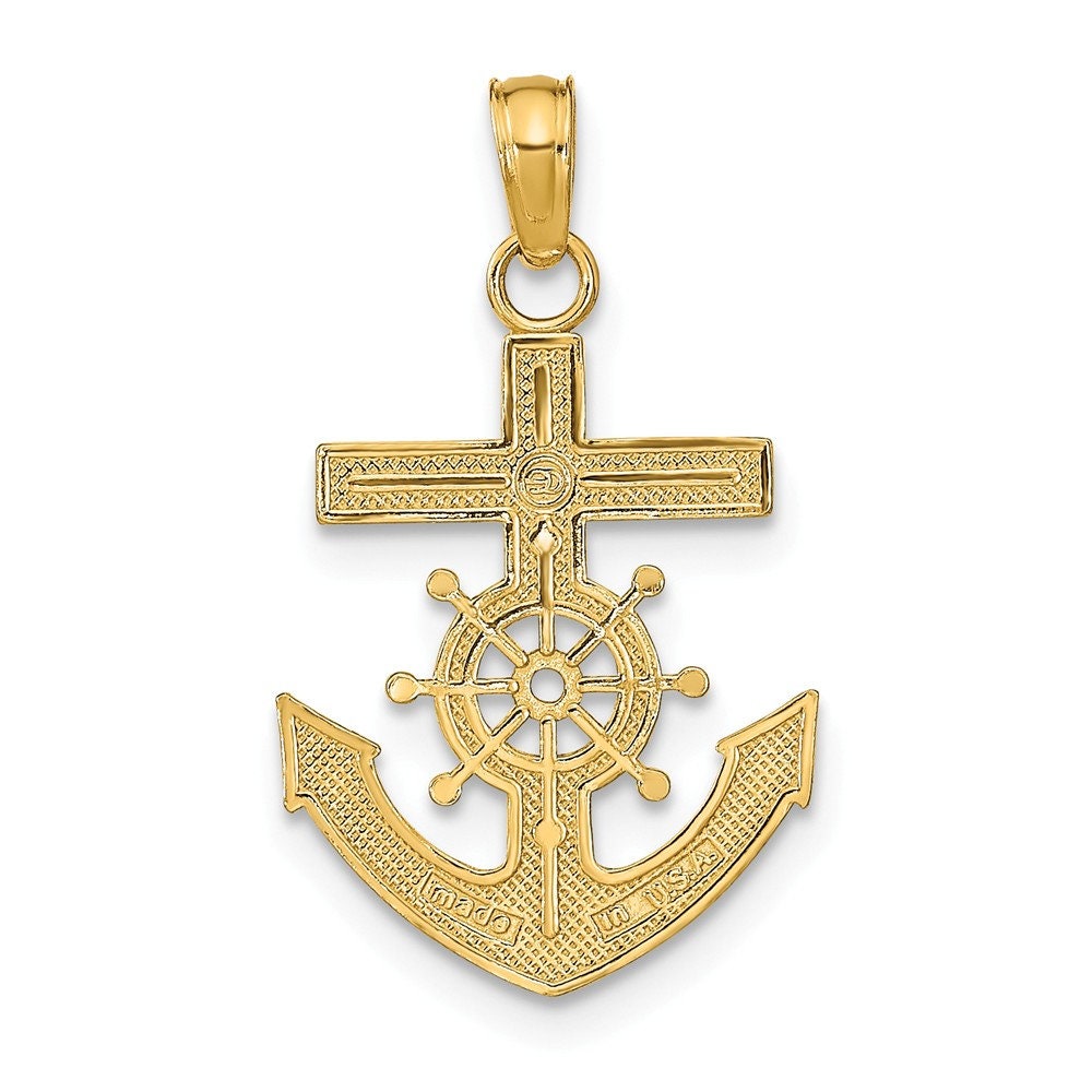 14k Mariner's Cross Pendant New Religious Charm Yellow Etsy