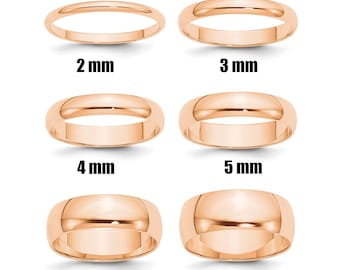 10K Solid Rose Gold 2mm 3mm 4mm 5mm 6mm 8mm Wide Men's and Women's Wedding Band Ring Sizes 4-14. Thumb Midi Toe Ring