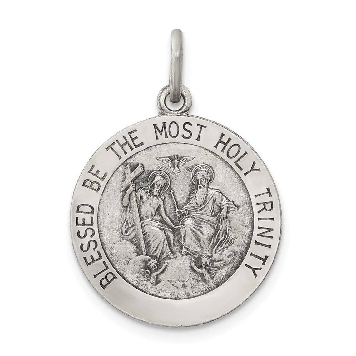 Sterling Silver Antiqued Holy Trinity Medal New Religious 925 Etsy