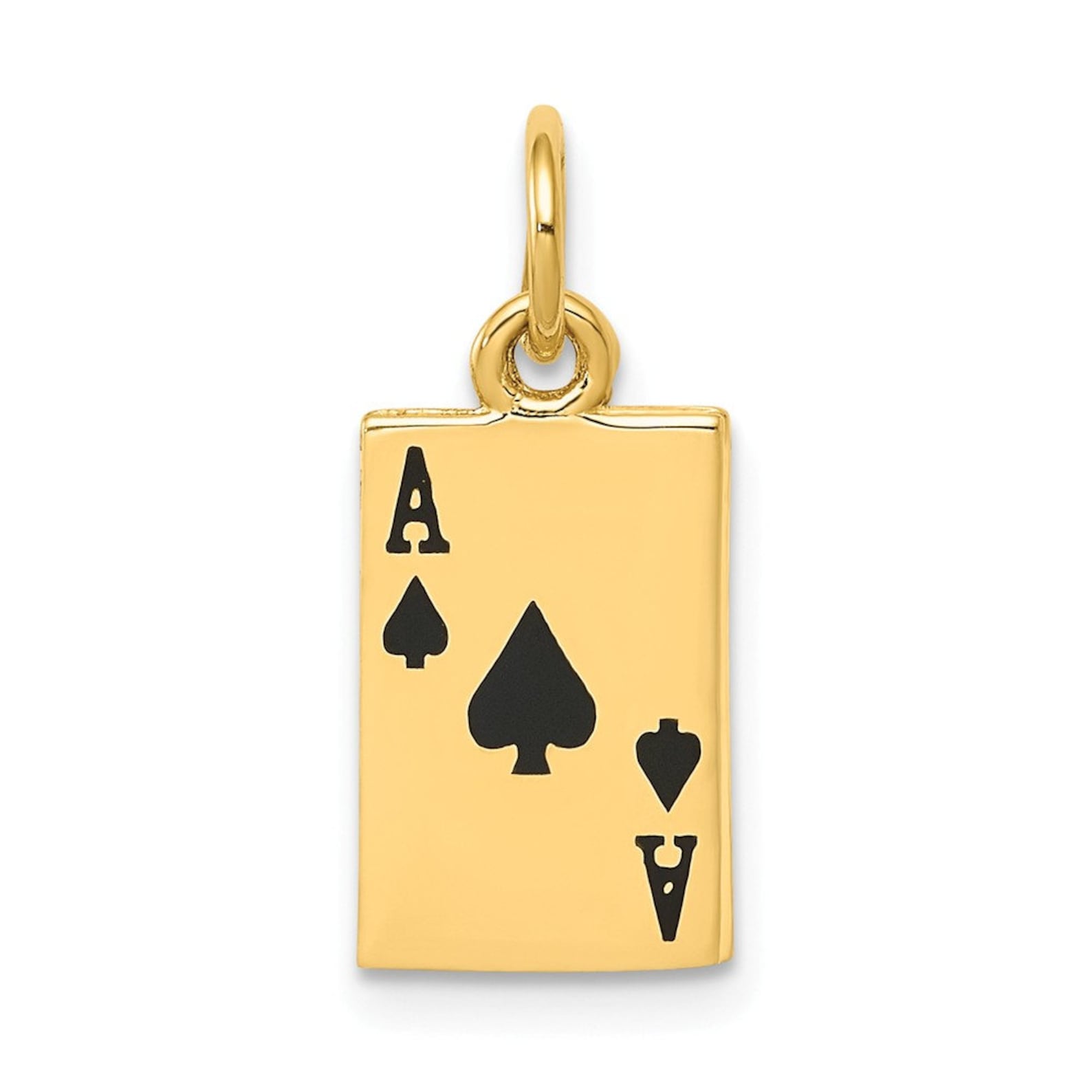 14K Enameled Ace Of Spades Card Charm New Pendant Yellow Gold Etsy
