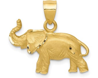 0.5 grams 14k Yellow Gold Diamond Cut Elephant Pendant Good luck Charm 10x15mm 0.5 grams 14k Yellow Gold Diamond Cut Elephant Pendant Good luck Charm 10x15mm