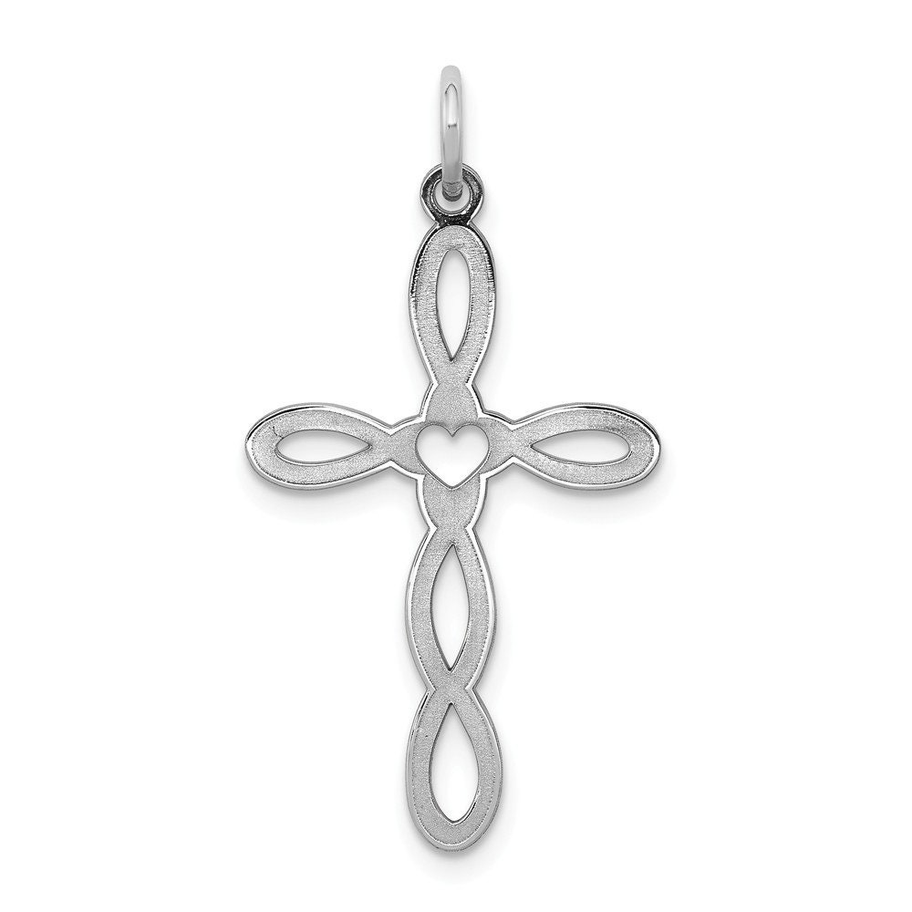 Sterling Silver Sterling Silver Rhodium-plated Laser Designed Cross Pendant Sterling Silver Sterling Silver Rhodium-plated Laser Designed Cross Pendant