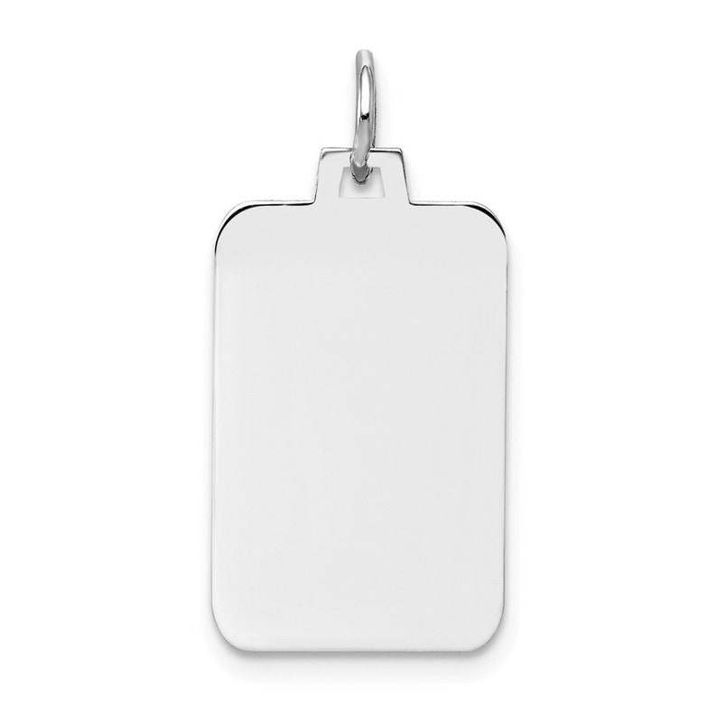 14k White Gold Plain .013 Gauge Rectangular Engravable Charm New Pendant