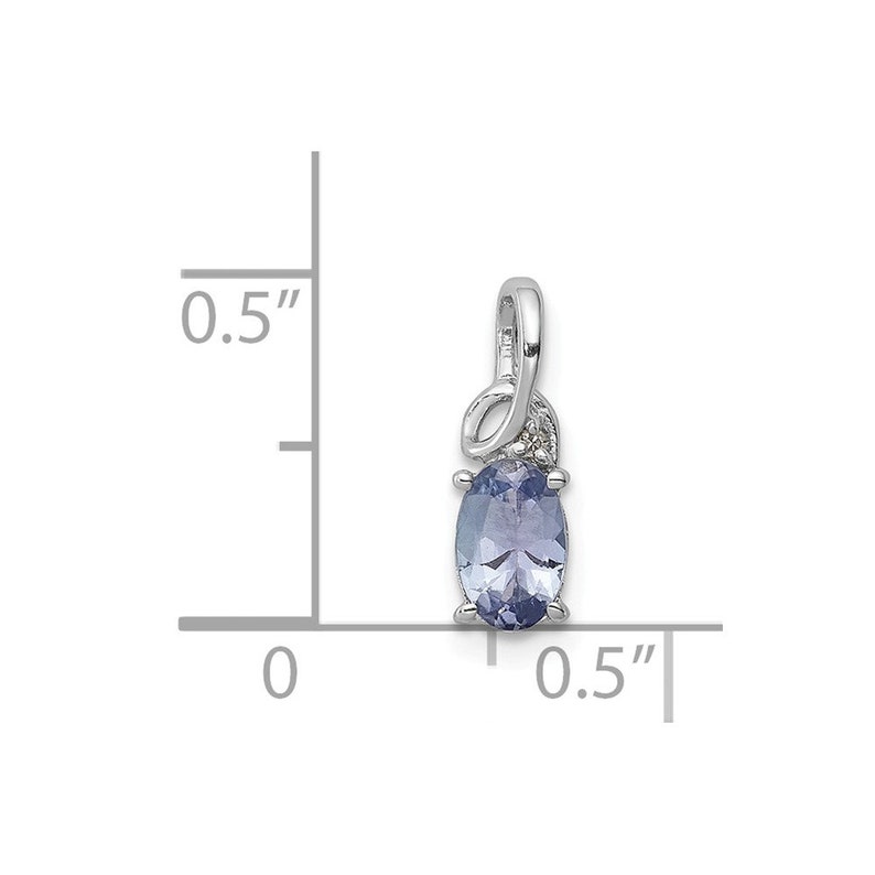 Sterling Silver Rhodium Plated Diamond Tanzanite Oval Pendant New Charm