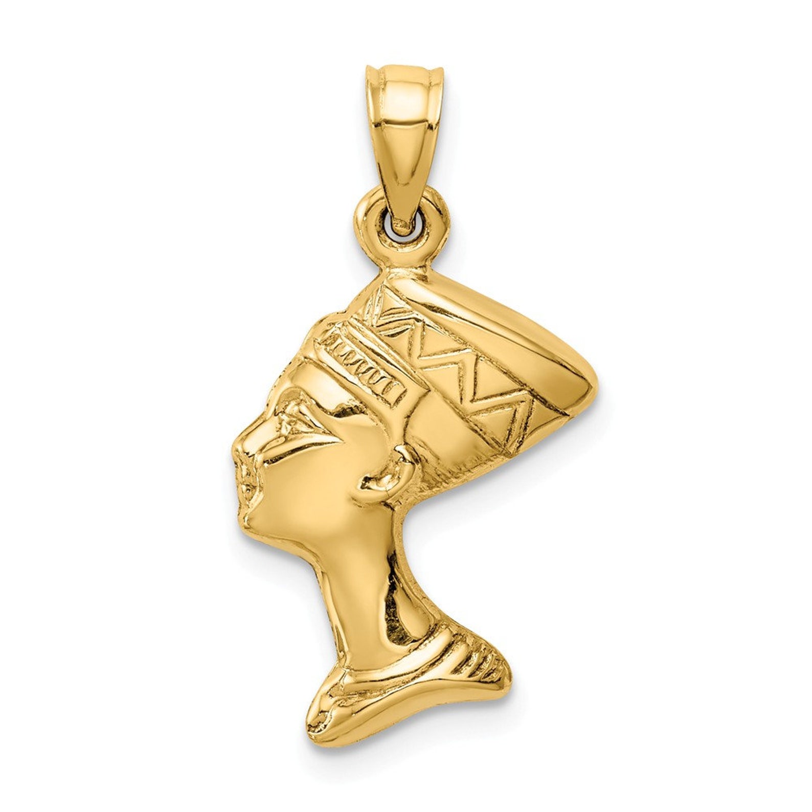 14K 3D Nefertiti Pendant New Charm Yellow Gold Etsy