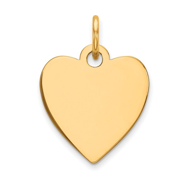 14K Gold Heart Disc Personalized Gift Pendant Multiple Sizes Available Charm Plain Free Engraving