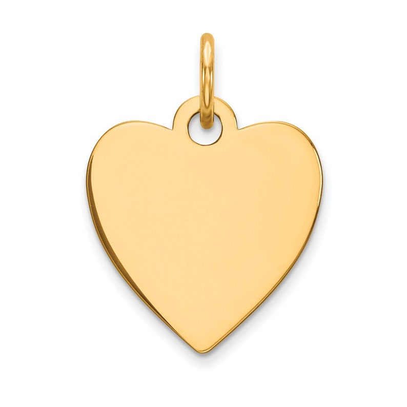 14K Gold Heart Disc Personalized Gift Pendant Multiple Sizes Available Charm Plain Free Engraving image 1