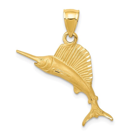 14K Sailfish Pendant New Charm Yellow 