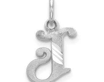 Jewels By Lux 14k White Gold Diamond-Cut Initial J Charm Jewels By Lux 14k White Gold Diamond-Cut Initial J Charm
