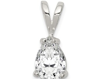 Sterling Silver Pear Cz Pendant New Charm