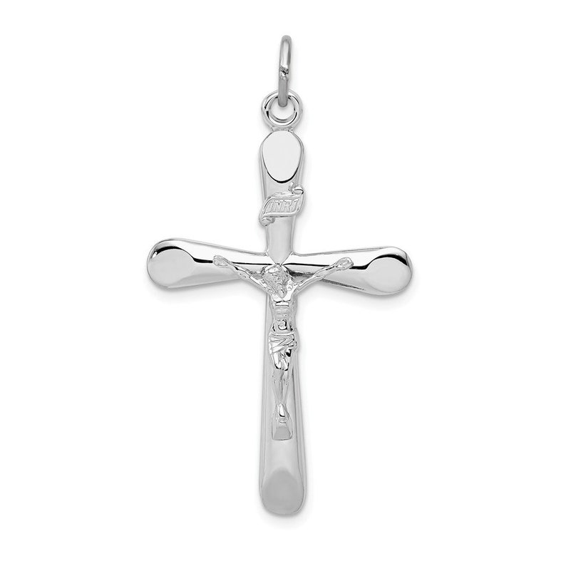 Sterling Silver Rhodium-plated Polished Crucifix Pendant New Religious Charm 925 Sterling Silver Rhodium-plated Polished Crucifix Pendant New Religious Charm 925