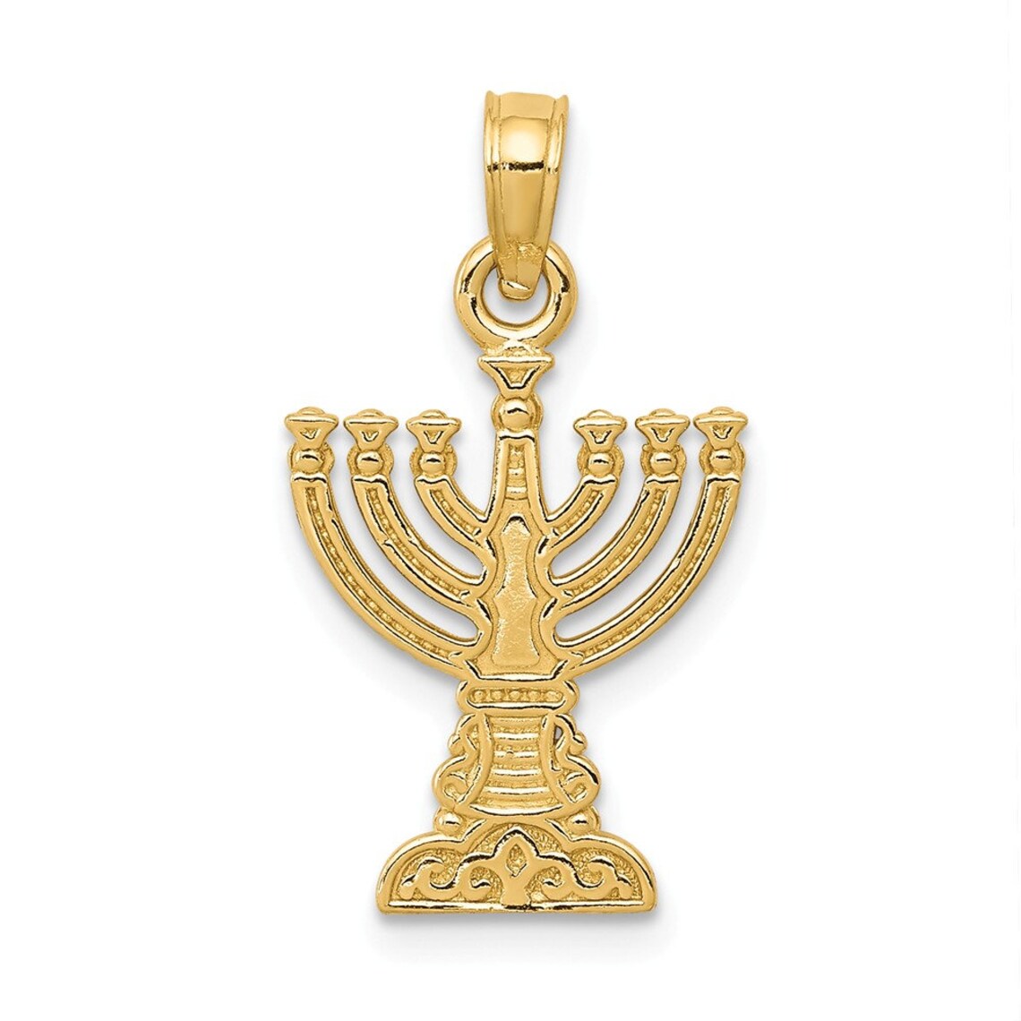 14k Menorah Pendant New Religious Charm Yellow Gold Etsy
