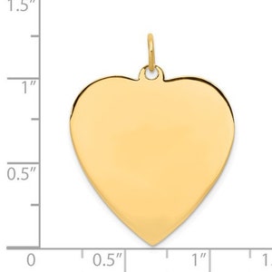 14K Gold Heart Disc Personalized Gift Pendant Multiple Sizes Available Charm Plain Free Engraving 24 x 27 mm