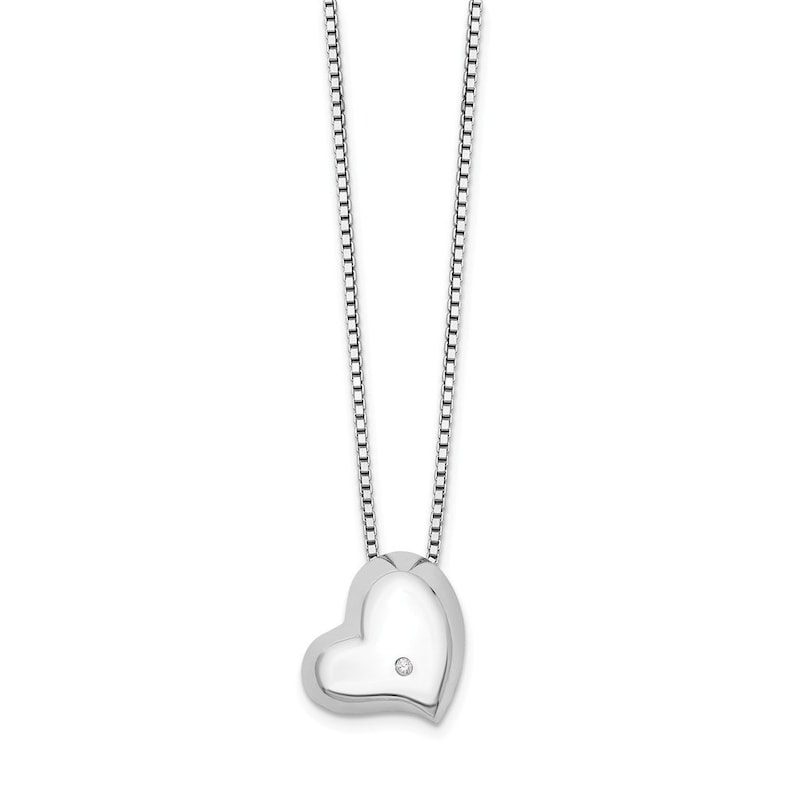 SS White Ice Diamond Heart Necklace New
