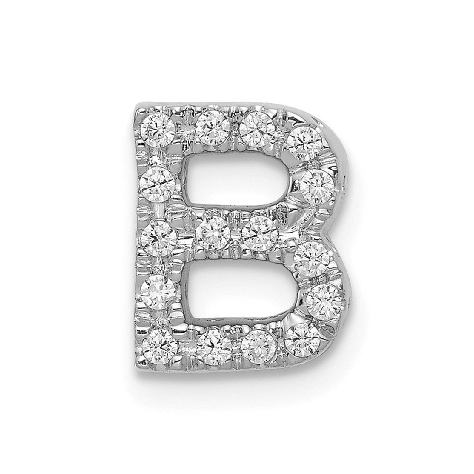 14k White Gold Diamond Initial B Charm | Etsy