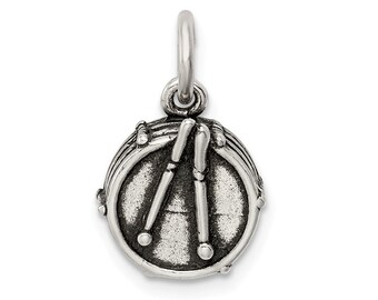Mireval Sterling Silver Drum Charm on an Optional Charm Holder 