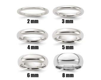 Sterling Silver Comfort Fit 2mm 3mm 4mm 5mm 6mm 7mm 8mm 10mm Wedding Band Promise Engagement Ring Thumb Toe Midi Minimalist Sizes 4-13.5