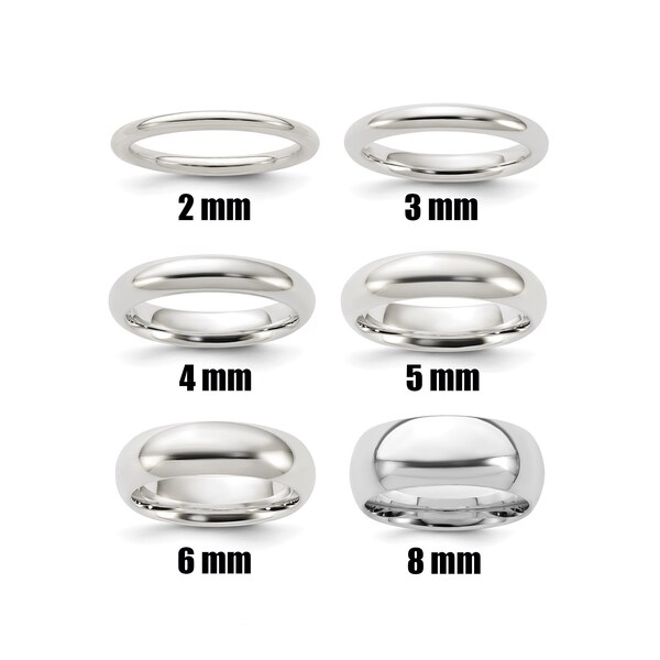 Sterling Silver Comfort Fit 2mm 3mm 4mm 5mm 6mm 7mm 8mm 10mm Wedding Band Promise Engagement Ring Thumb Toe Midi Minimalistische Maten 4-13.5