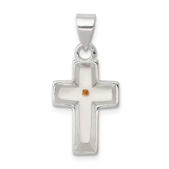 0.98 in x 0.47 in 10K Gold Yellow /& Rhodium Cross Charm Pendant