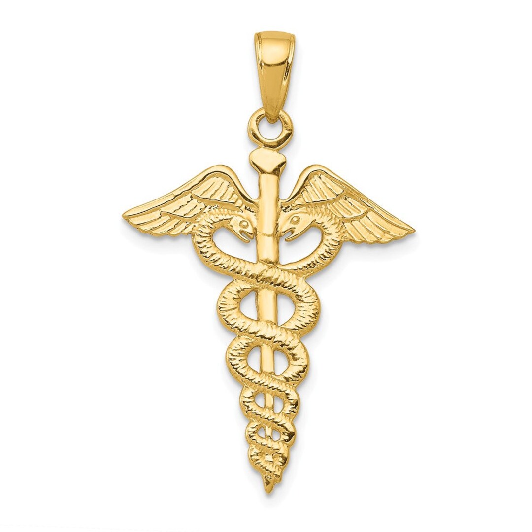 14K Caduceus Pendant New Charm Yellow Gold - Etsy