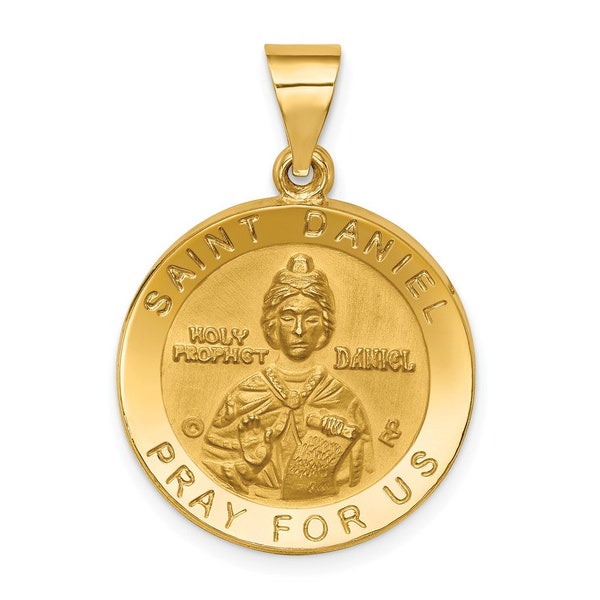 14k Polished & Satin St. Daniel Hollow Medal Pendant Religious Charm Yellow Gold