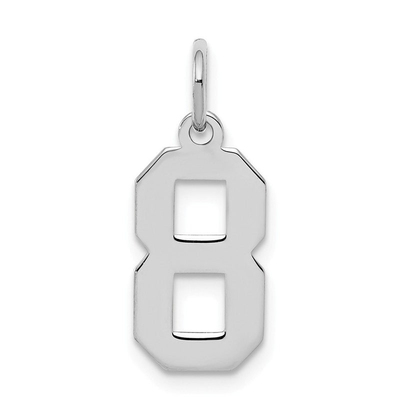 Sterling Silver Rhodium-plated Small Polished Number 8 Charm New Sports Pendant