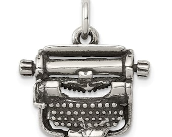 Sterling Silver Antiqued Typewriter Charm New Pendant