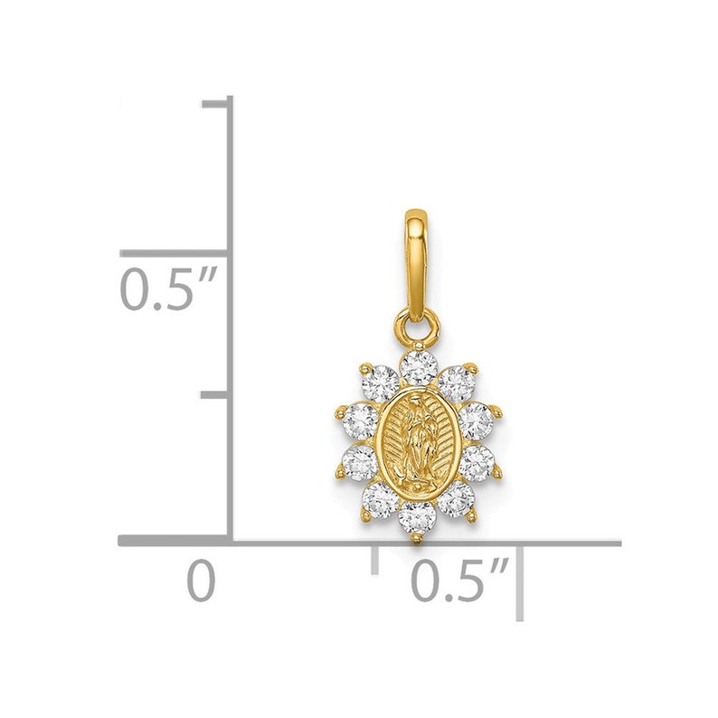 14K Our Lady of Guadalupe CZ Pendant New Charm Yellow Gold