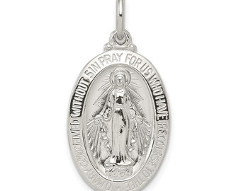 18mm x 24mm Solid 925 Sterling Silver Antiqued-Style Miraculous Medal 18mm x 24mm Solid 925 Sterling Silver Antiqued-Style Miraculous Medal
