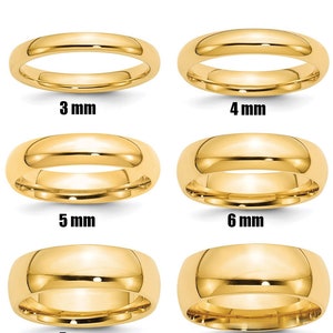 Comfort Fit 14K Solid Yellow Gold 3mm 4mm 5mm 6mm 7mm 8mm Bevel Edge ...