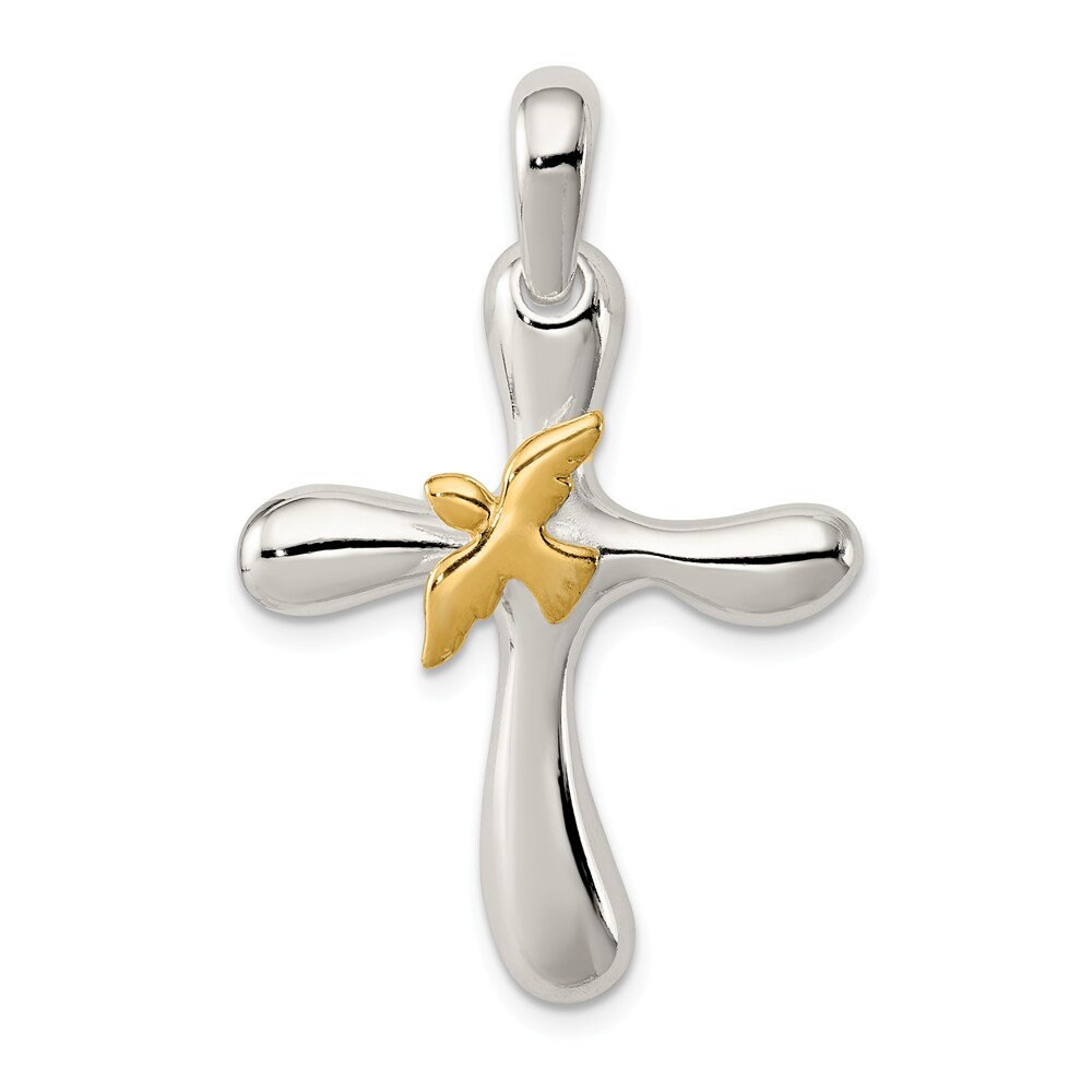 Vermeil Dove Cross Pendant 