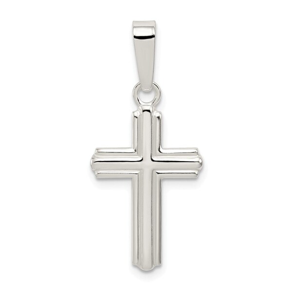 Sterling Silver Polished Cross Pendant New Religious Charm 925