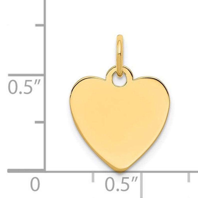 14K Gold Heart Disc Personalized Gift Pendant Multiple Sizes Available Charm Plain Free Engraving 14 x 15 mm