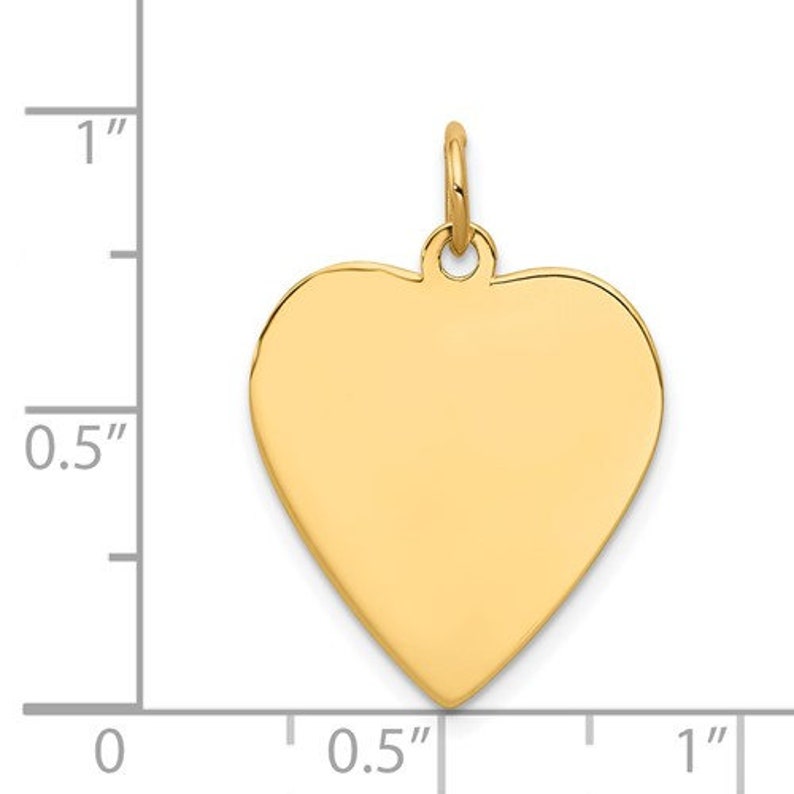 14K Gold Heart Disc Personalized Gift Pendant Multiple Sizes Available Charm Plain Free Engraving 20 x 21 mm