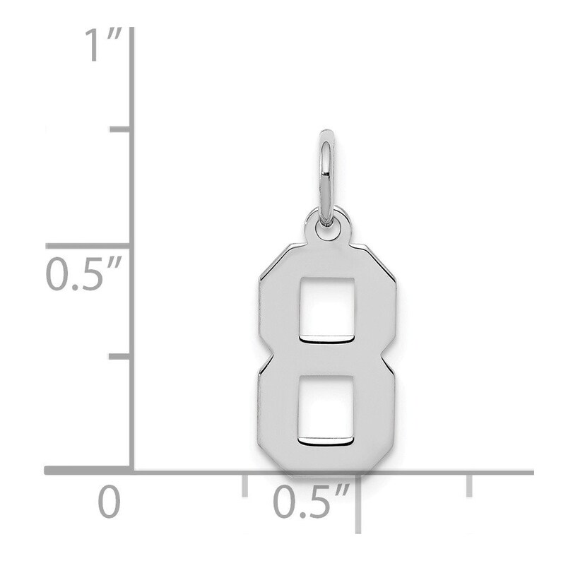 Sterling Silver Rhodium-plated Small Polished Number 8 Charm New Sports Pendant