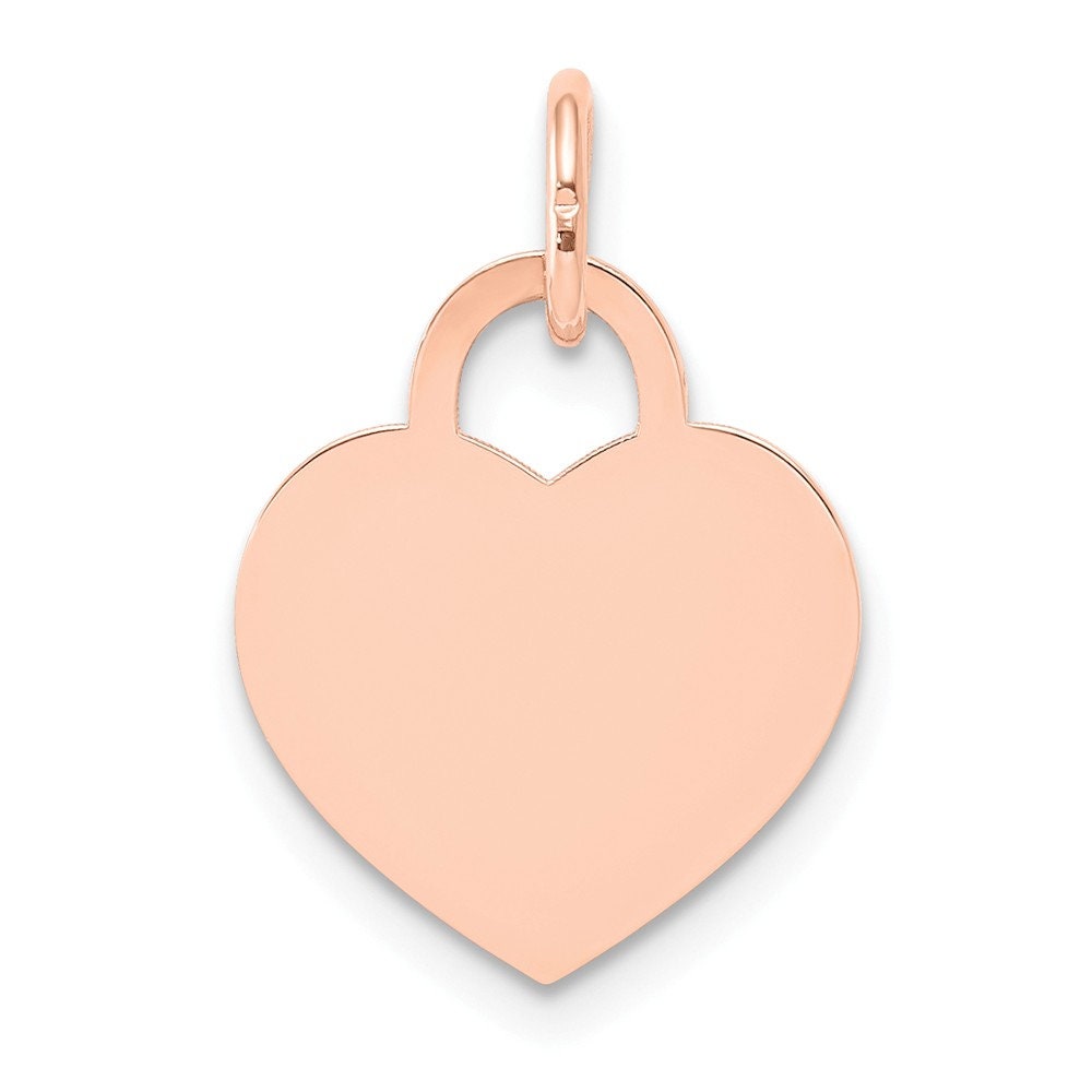 14k Rose Gold Medium Engraveable Heart Charm New Pendant