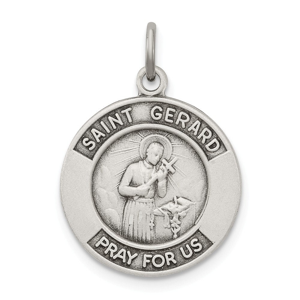 925 Sterling Silver Antiqued Saint Gerard Medal 