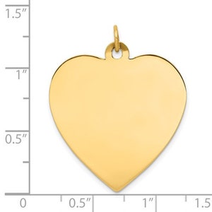 14K Gold Heart Disc Personalized Gift Pendant Multiple Sizes Available Charm Plain Free Engraving 28 x 30 mm