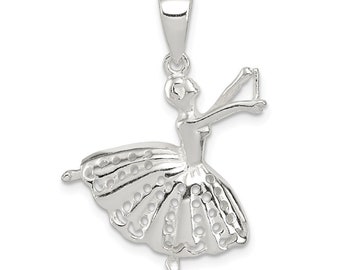 Sterling Silver Polished Ballerina Pendant New Charm