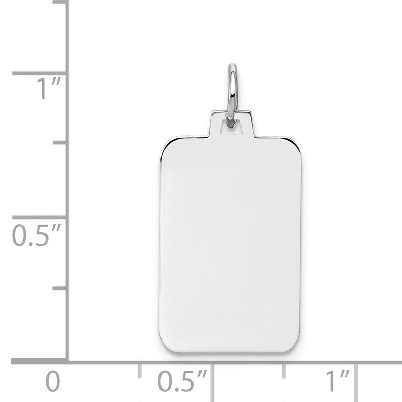 14k White Gold Plain .013 Gauge Rectangular Engravable Charm New Pendant
