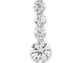 Sterling Silver Polished Cz Pendant New Charm