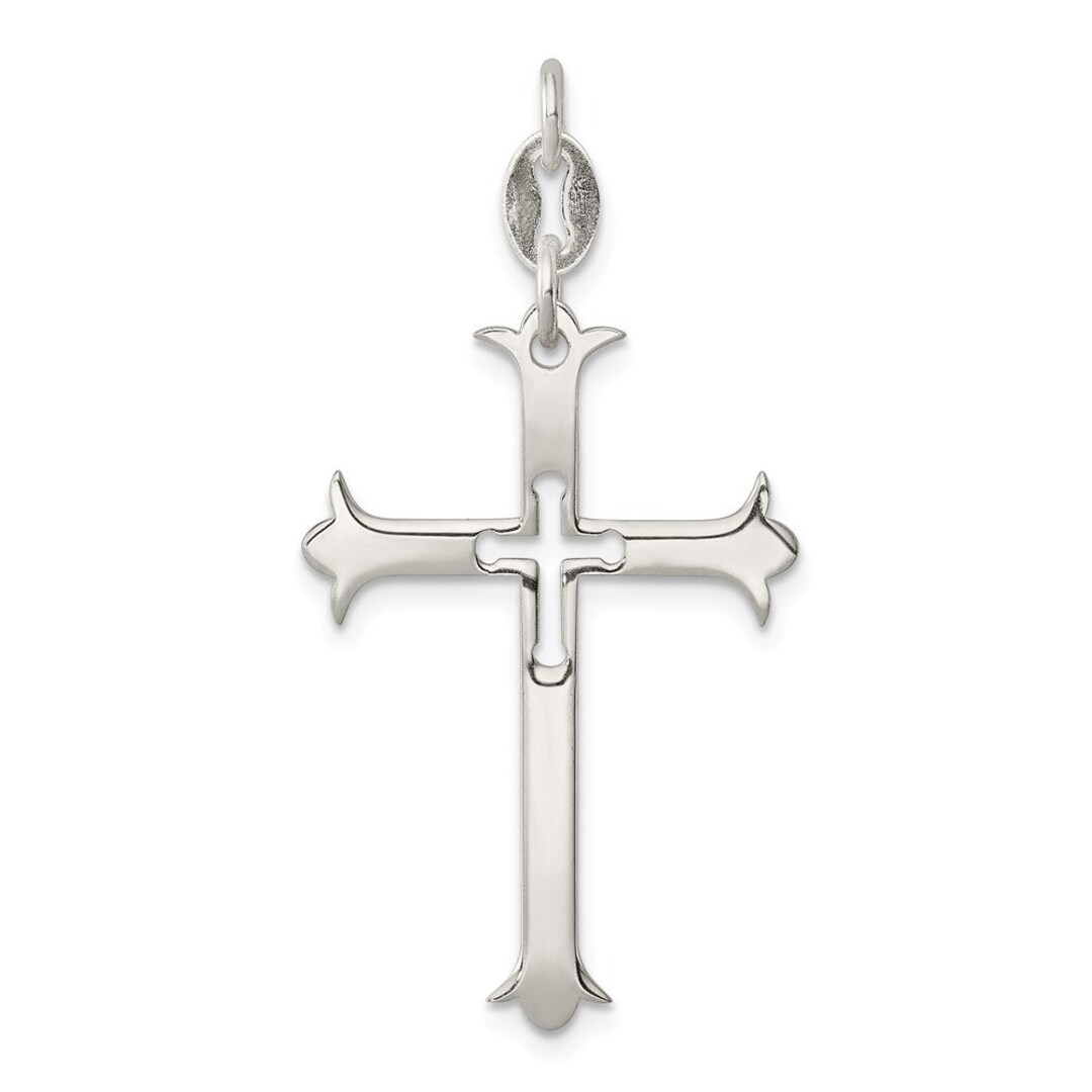 Sterling Silver Polished Cross Pendant New Religious Charm 925 - Etsy