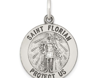 Sterling Silver Antiqued Saint Florian Medal New Religious 925