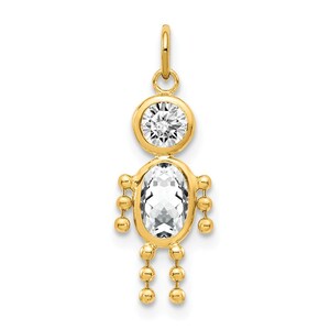 The Kids Collection 14K Yellow Gold Boy with Light Green CZ August Birthstone Charm Pendant