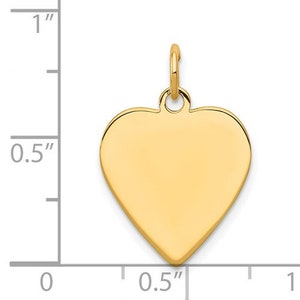 14K Gold Heart Disc Personalized Gift Pendant Multiple Sizes Available Charm Plain Free Engraving 15 x 18 mm