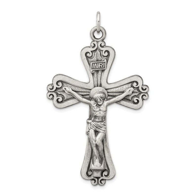 Sterling Silver Antiqued INRI Crucifix Pendant Sterling Silver Antiqued INRI Crucifix Pendant