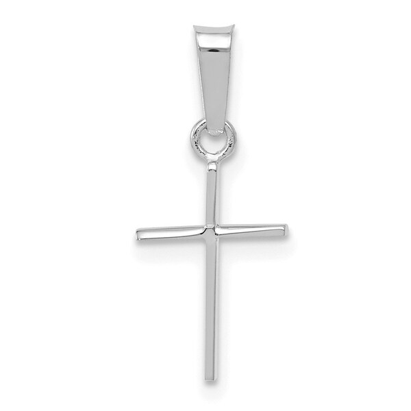 14K Gold White Gold Polished Cross Solid Pendant