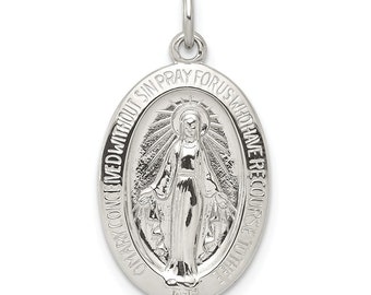 Médaille Miraculeuse Argent Massif Vierge Marie Nouveau Religieux 925