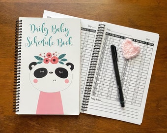 3-6 month coil-bound printed Daily Baby Schedule book | Baby Log Book | Newborn baby feed, diaper, sleep schedule tracker | memory journal